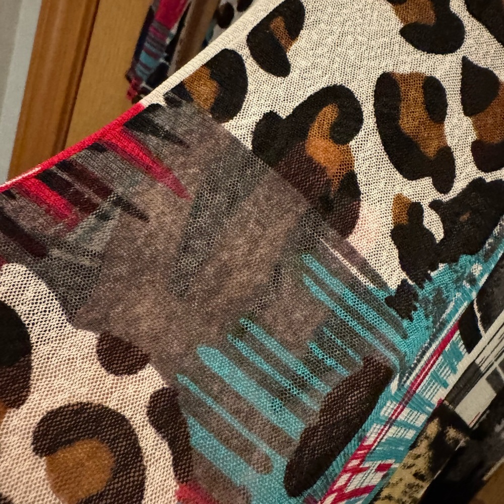 Leopard Print Mesh Sheer Artsy Wearable Art Cardigan - Picture 5 of 5